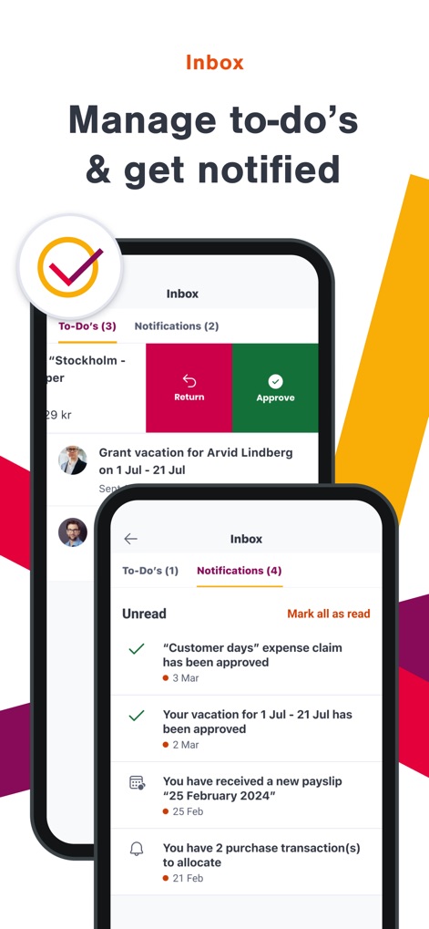 Daily by SD Worx - Users can efficiently manage their administrative tasks through the dedicated inbox, featuring categorized 'To-Do's' and 'Notifications' for swift action.