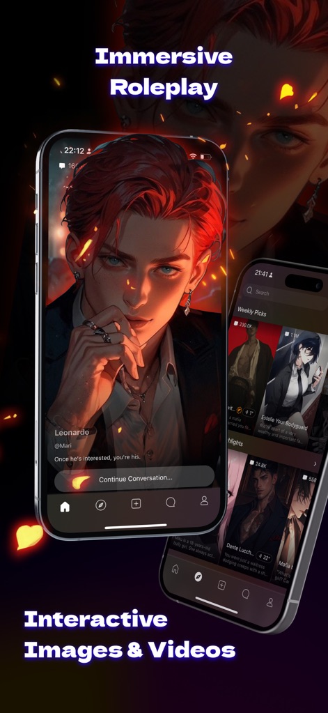 Tipsy Chat: Live Your Story - Explore a vast array of AI companions through detailed profiles and seamlessly continue engaging conversations from the main interface.