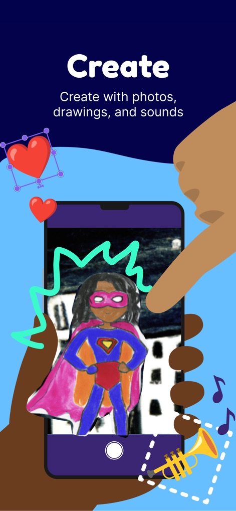 OctoStudio: Create-Code-Learn - Users can invent and customize their digital worlds, integrating unique drawings and personal photos with lively sound effects.