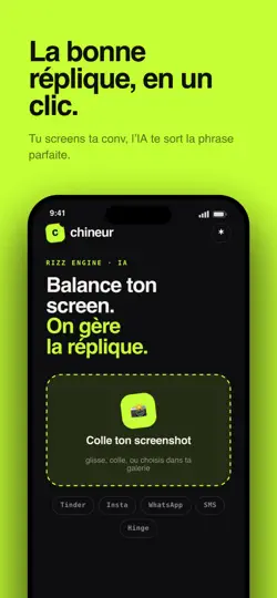 Capture d'écran de Chineur : Réponses Drague IA sur iPhone 1