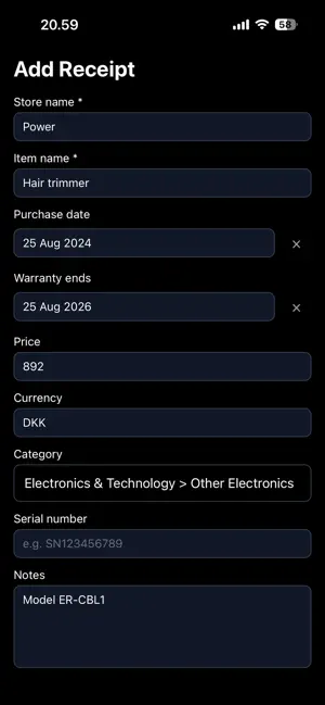 WarrantyBox - Receipt Tracker screenshot 2
