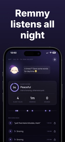 Remmy - Sleep Talk Recorder iPhone screenshot