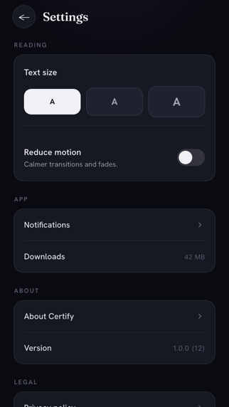 Certify screenshot
