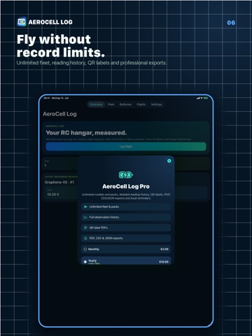 AeroCell Log: RC Battery Log iPad screenshot