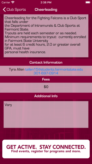Fairmont State Falcon Center Screenshot