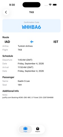 Travel Hub - Trip Info screenshot