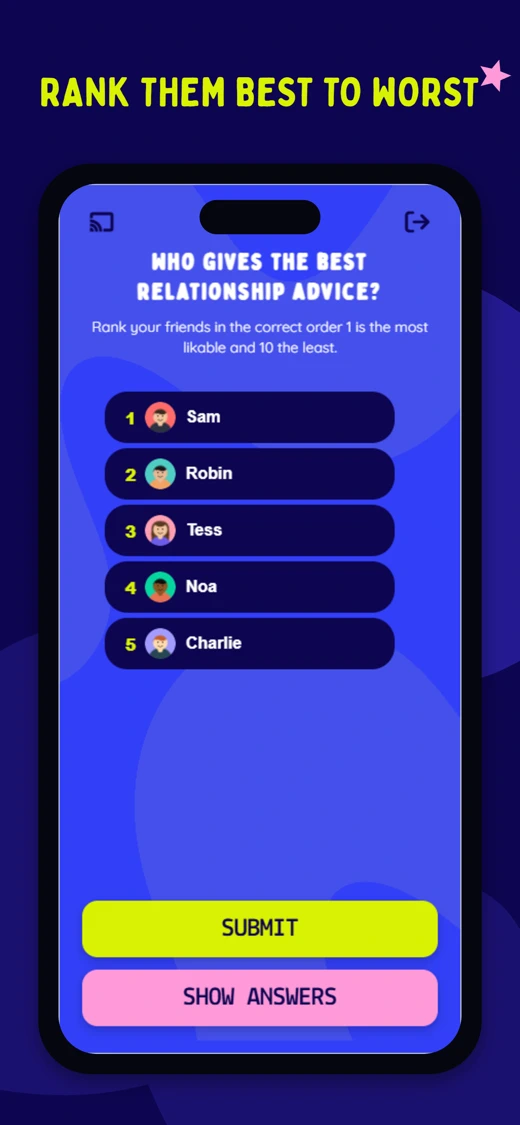 Ranking the Friends Party Game screenshot 5