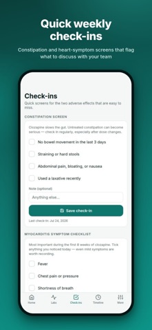 Clozapine ANC Tracker iPhone screenshot