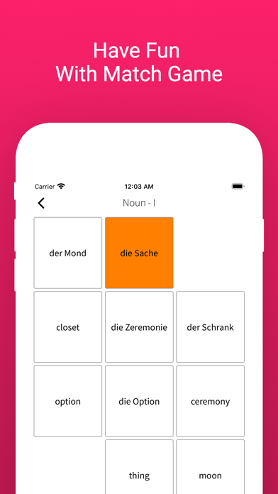 German Language Learning Words Screenshot