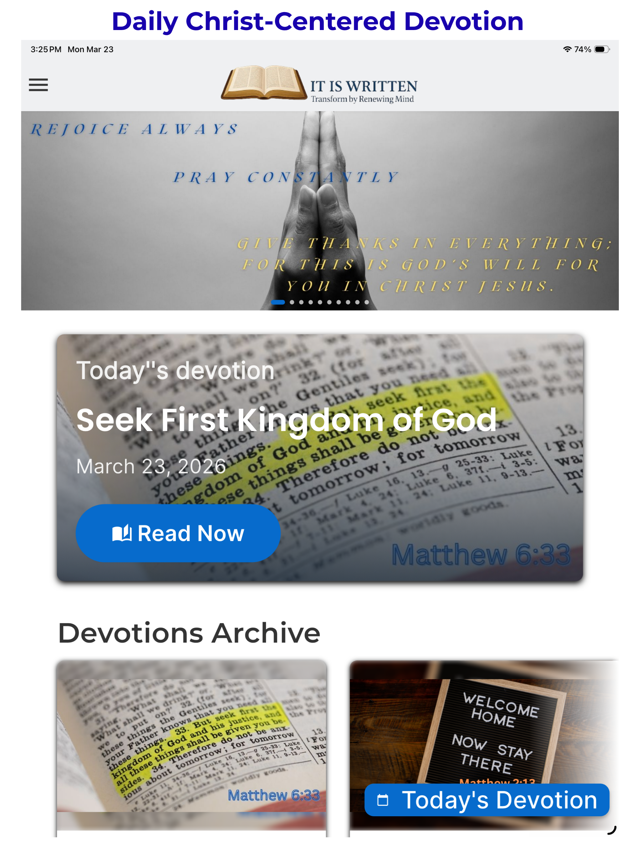 Bible Devotions- It Is Written