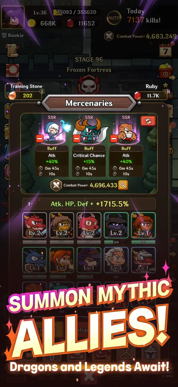 Dragoneer Squad: Idle Hack screenshot 2 - iOS game interface