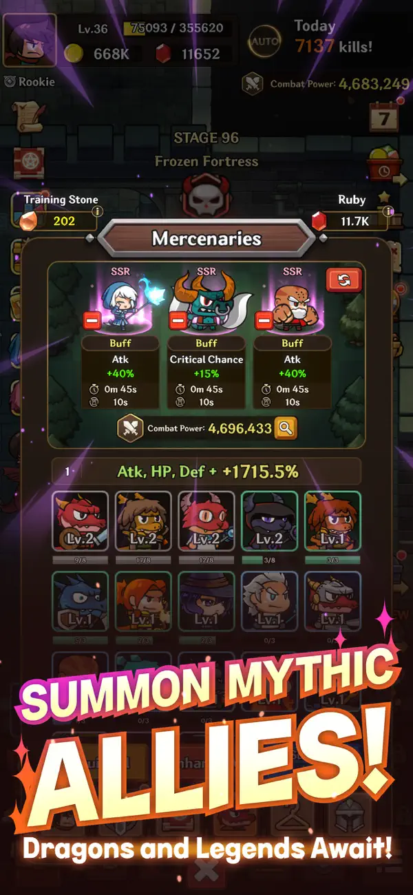 Dragoneer Squad: Idle Hack screenshot 2 - game app interface