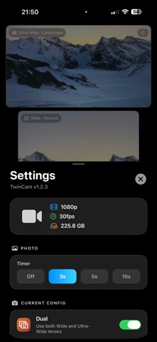 TwinCam DualVideo screenshot