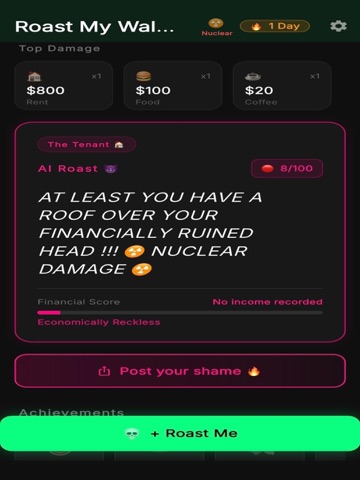 Roast My Wallet iPad screenshot