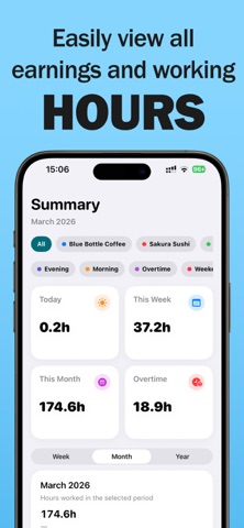 Hours Tracker: Shift Clock In iPhone screenshot