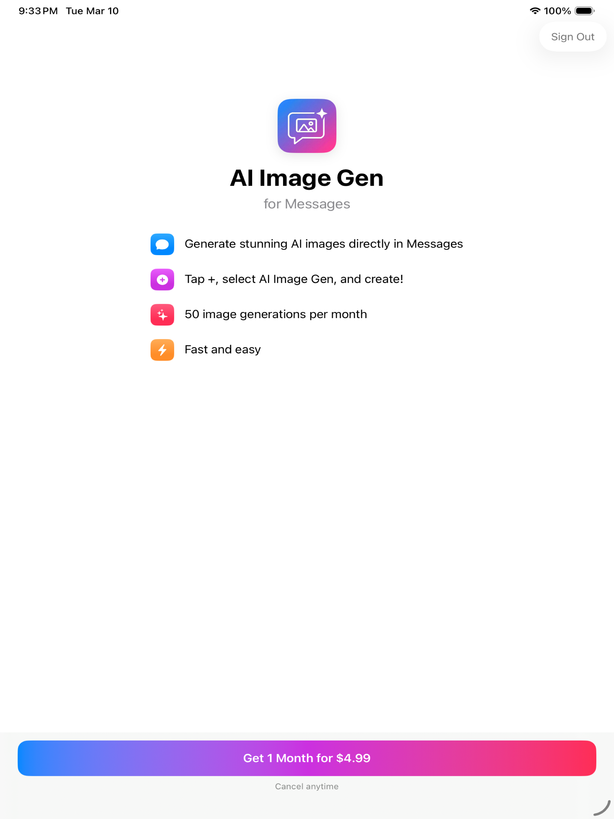 AI Image Gen for Messages