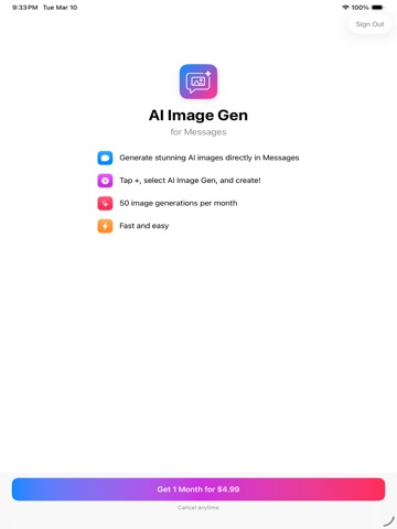 AI Image Gen for Messages iPad screenshot