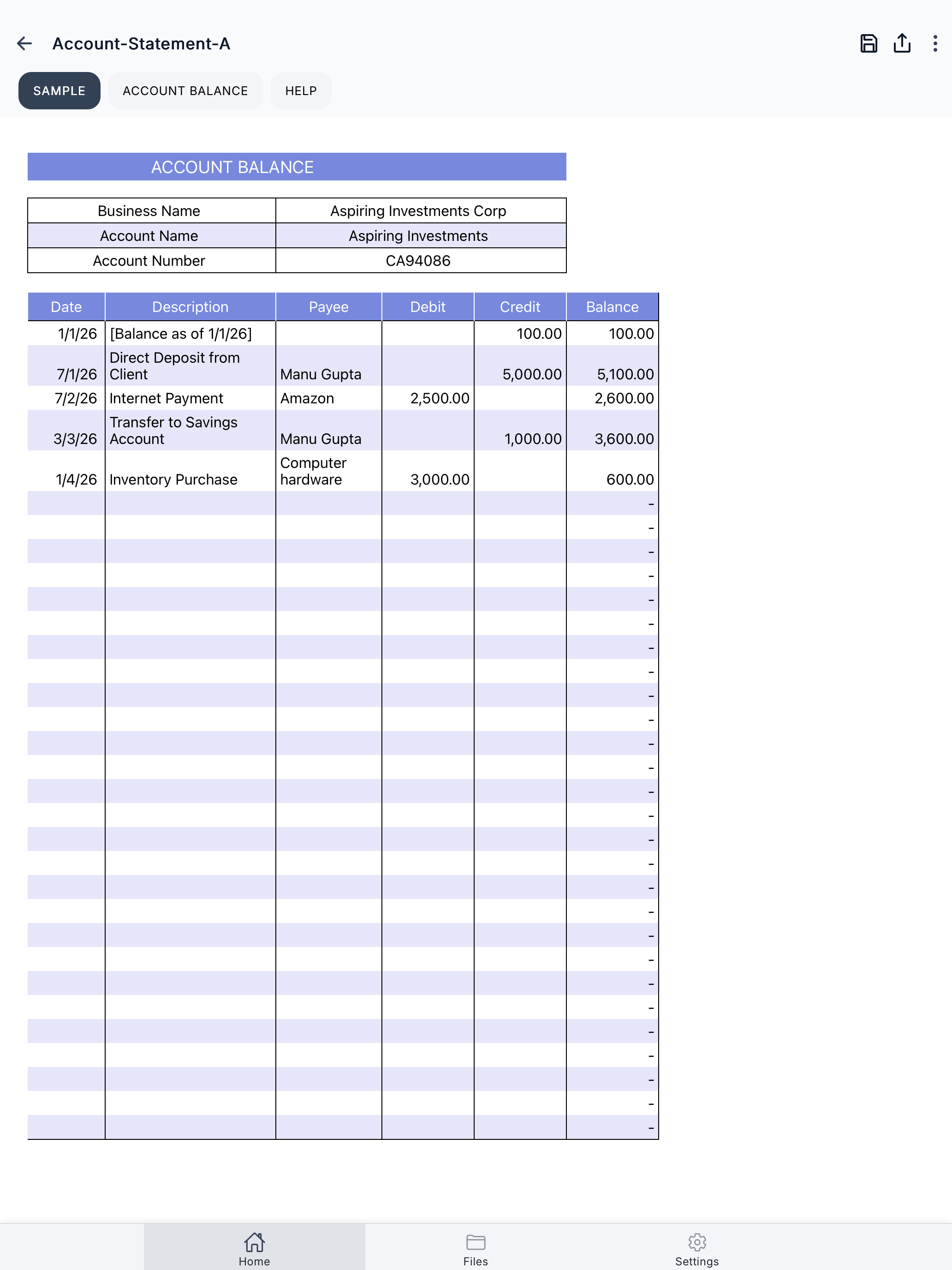 Account Statement screenshot 10