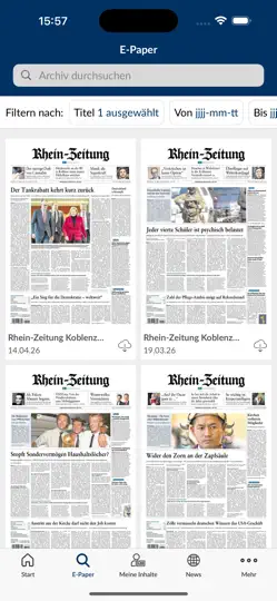 Screenshot von Rhein-Zeitung E-Paper & News auf dem iPhone 2