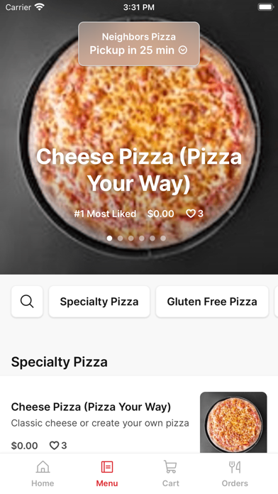 Neighbors Pizza To Go iPhone screenshot 1 - Food & Drink app