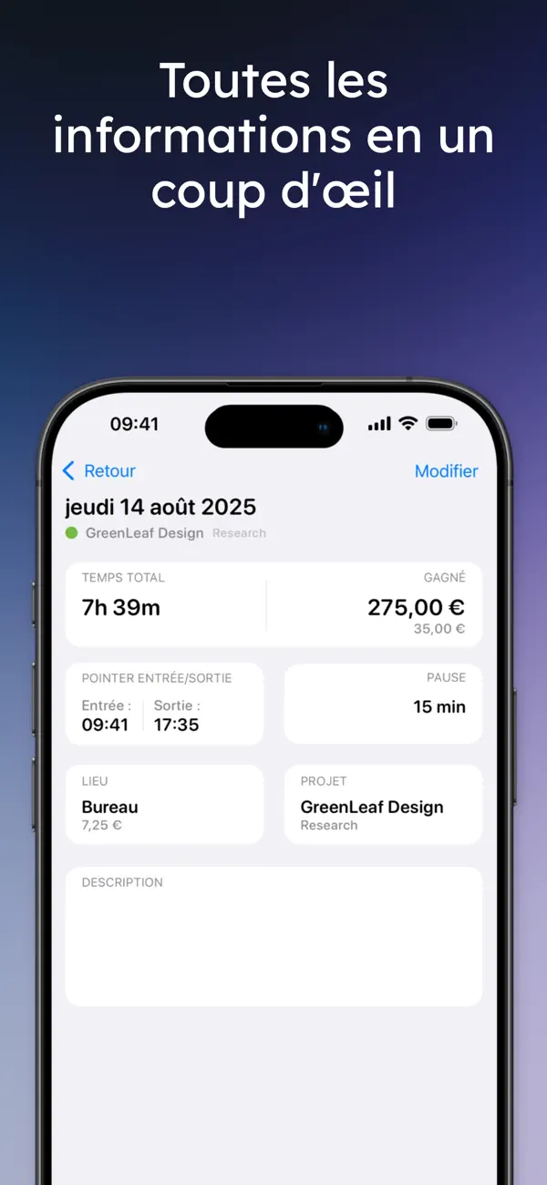 Screenshot #3 pour Chrono Heures: Suivi Travail