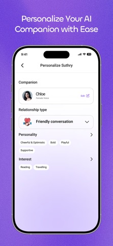 Suthry - AI Friend iPhone screenshot