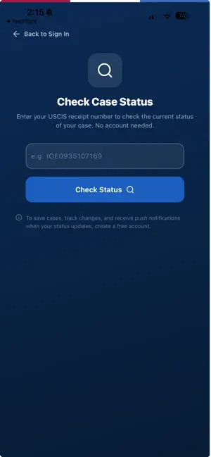 USCIS Status Tracker screenshot 2