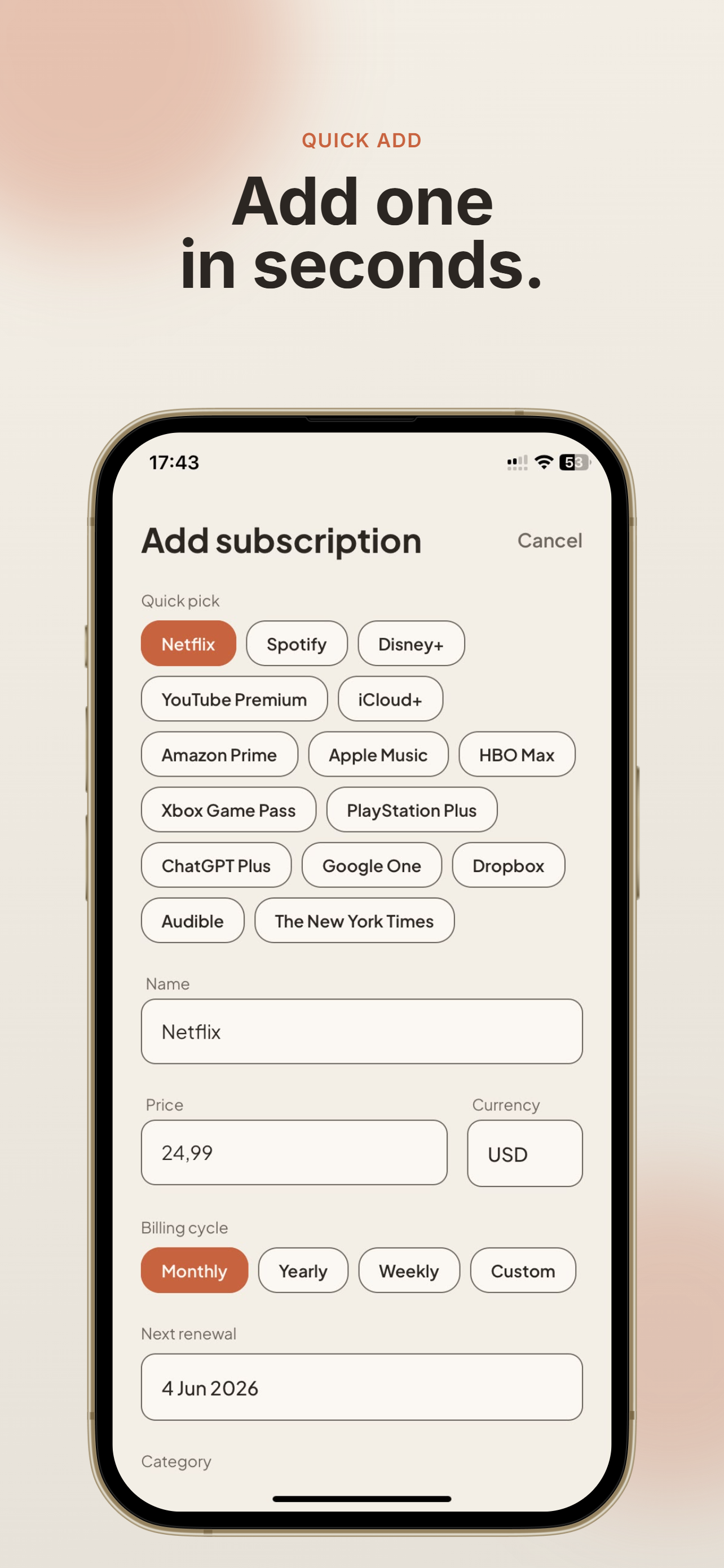 Subscription Tracker - Subba
