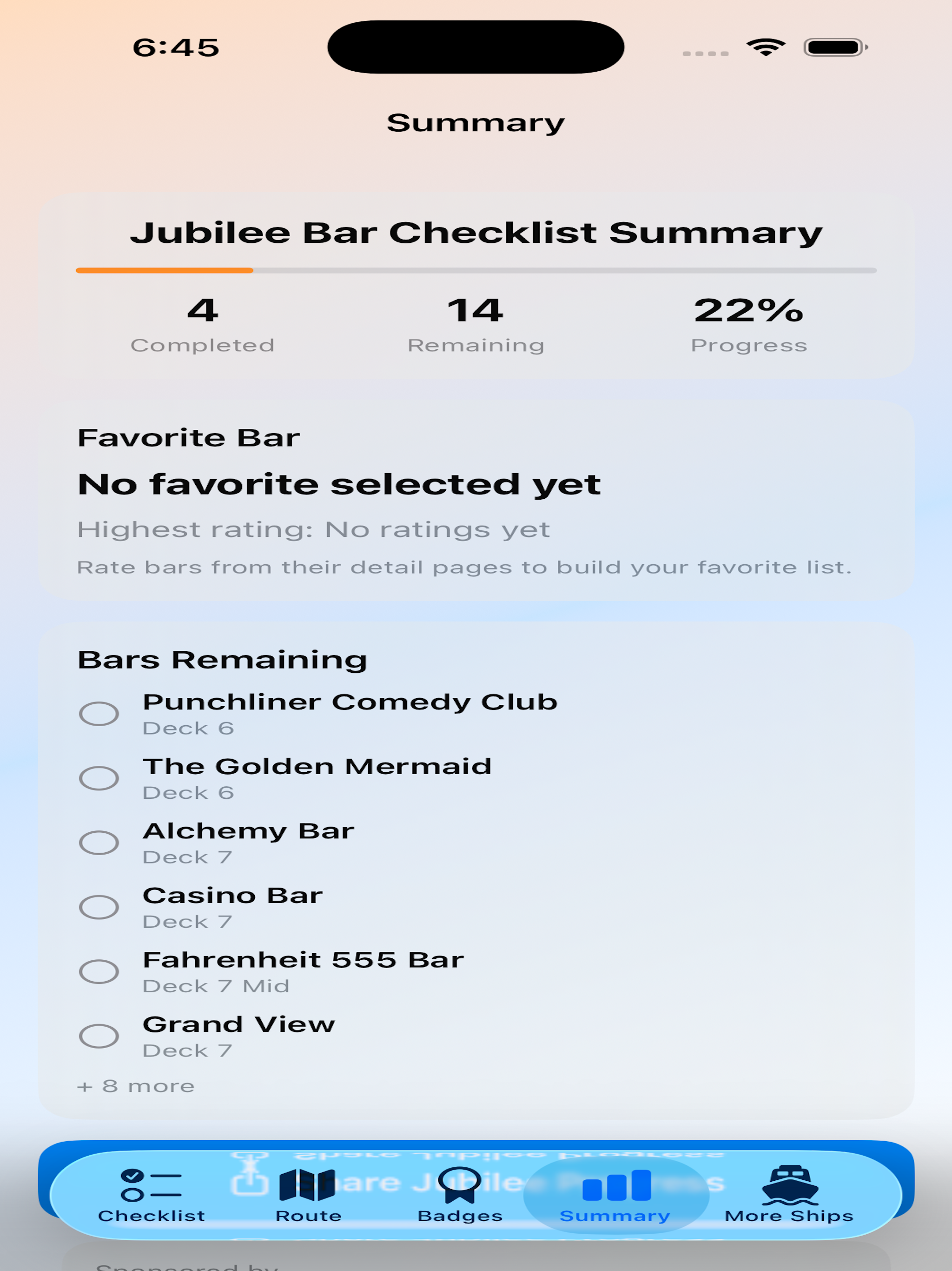 Jubilee Bar Checklist screenshot 6