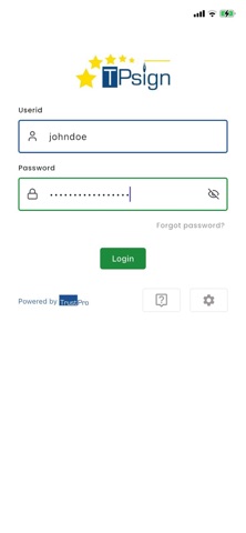 TPsign digital signature screenshot
