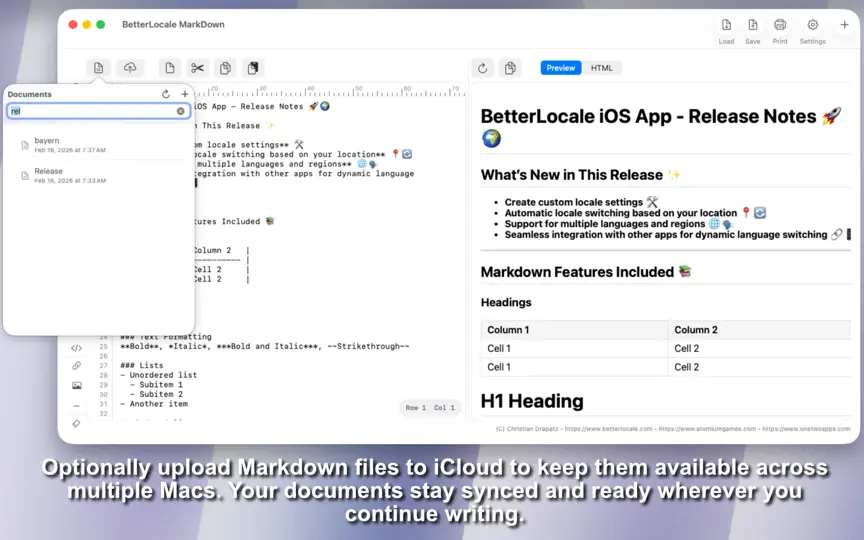 Captura de pantalla de BetterLocale MarkDown en iPhone 8