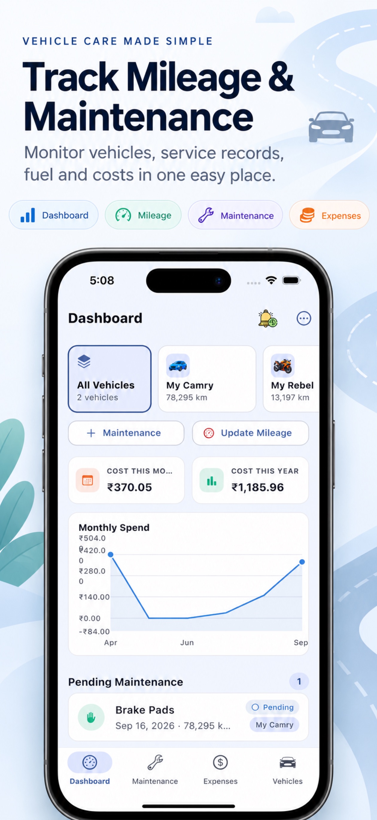Screenshot 1 of Vehicle Maintenance & Mileage
