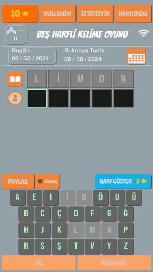 Beş Harfli Kelime Oyunu screenshot 3