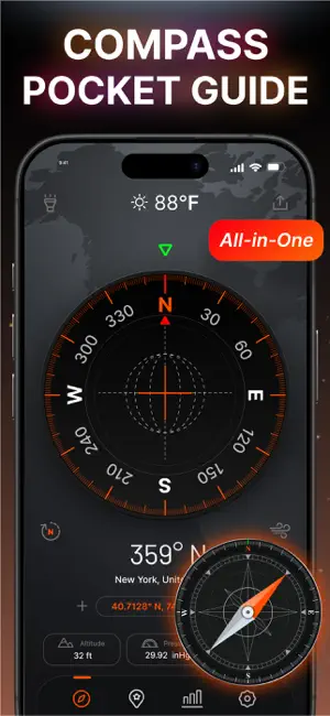 Compass & Coordinates Locator iPhone screenshot 1