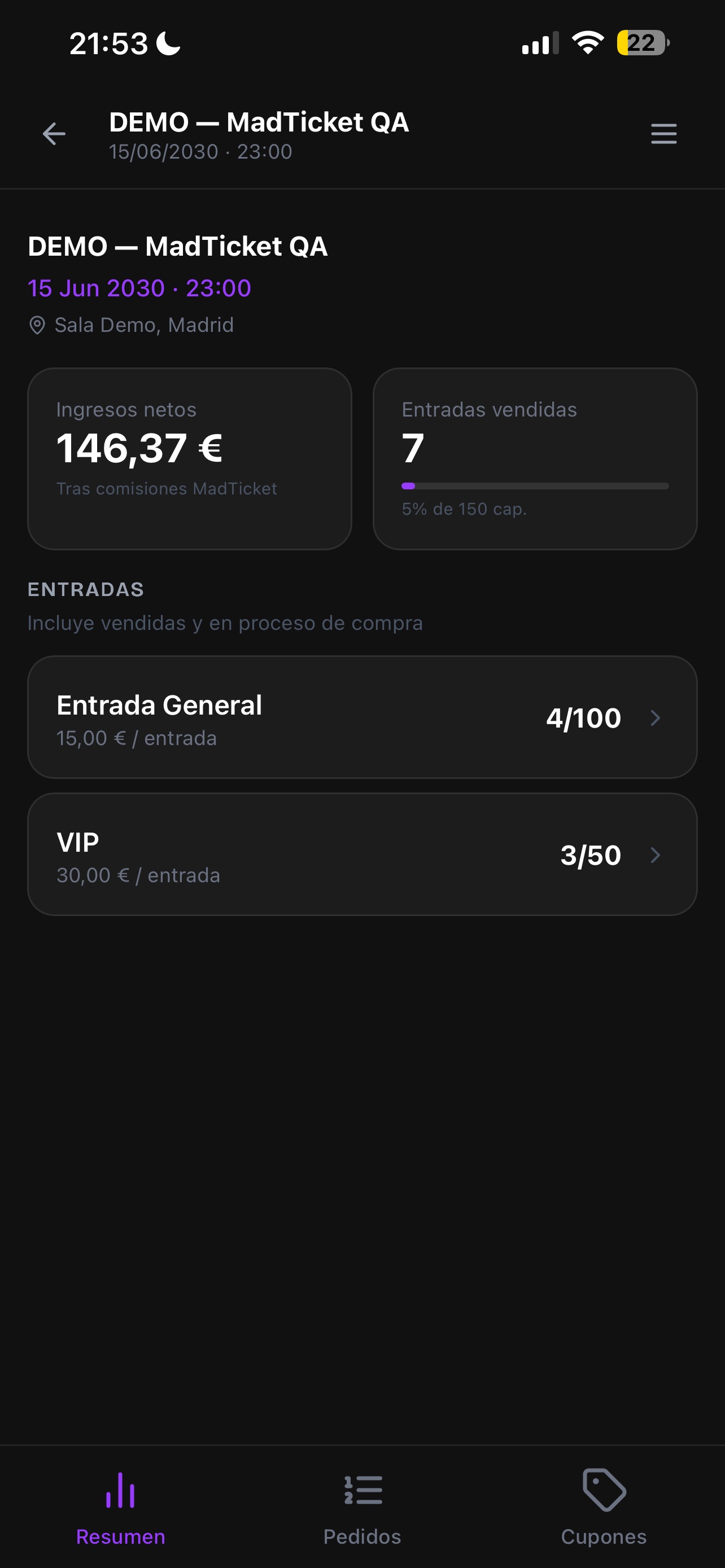 Screenshot 2 of MadTicket Backoffice