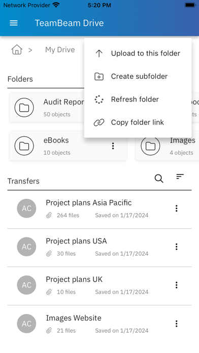 TeamBeam Transfer Mobile Screenshot