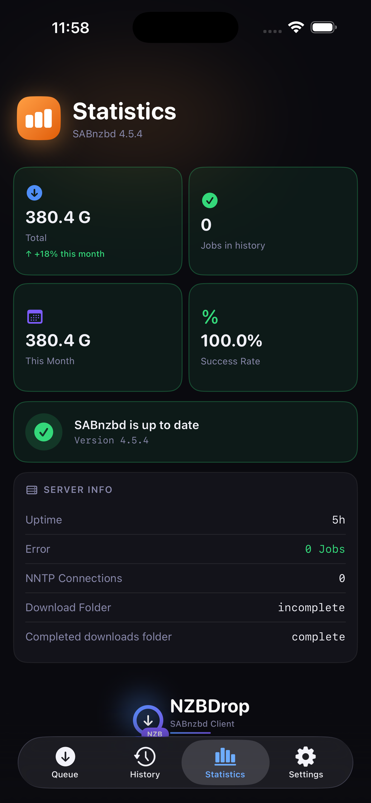 NZBDrop - SABnzbd Client screenshot 4