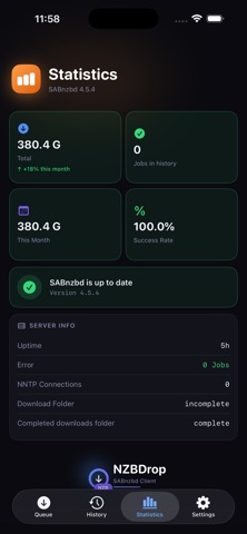 NZBDrop - SABnzbd Client Screenshot 4 of 4