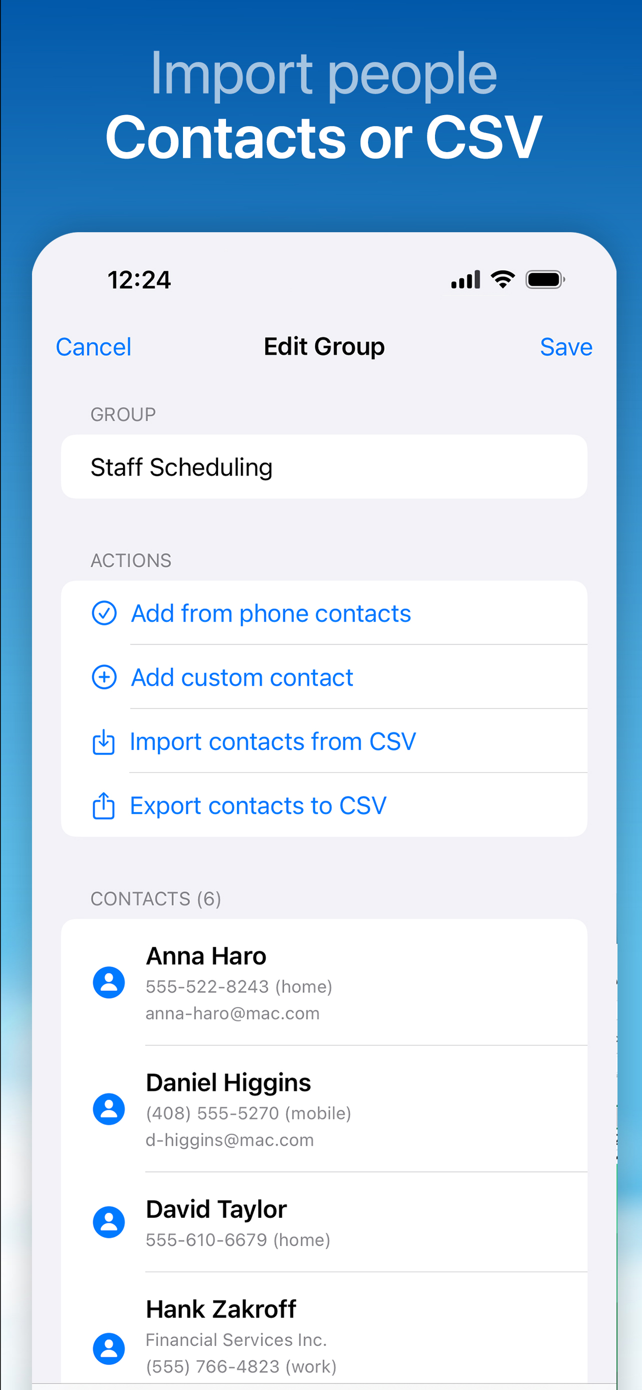 GroupCast: Group Text & Email