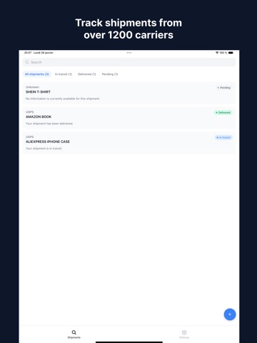 Ordertracker - parcel tracking iPad screenshot