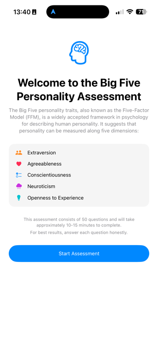 Big Five Personality Traits Screenshot 1 of 3