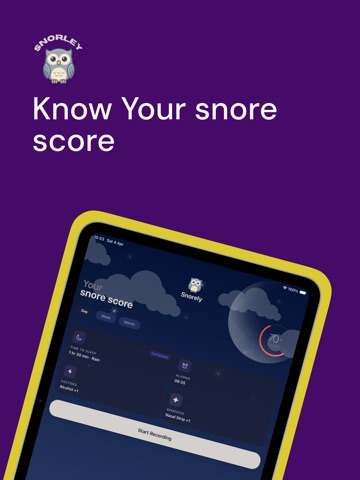 Snore recorder app - Snorely iPad screenshot