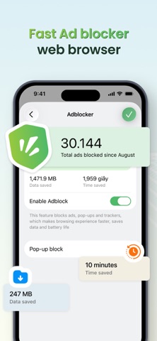 Cốc Cốc: Web Browser & Adblock iPhone screenshot