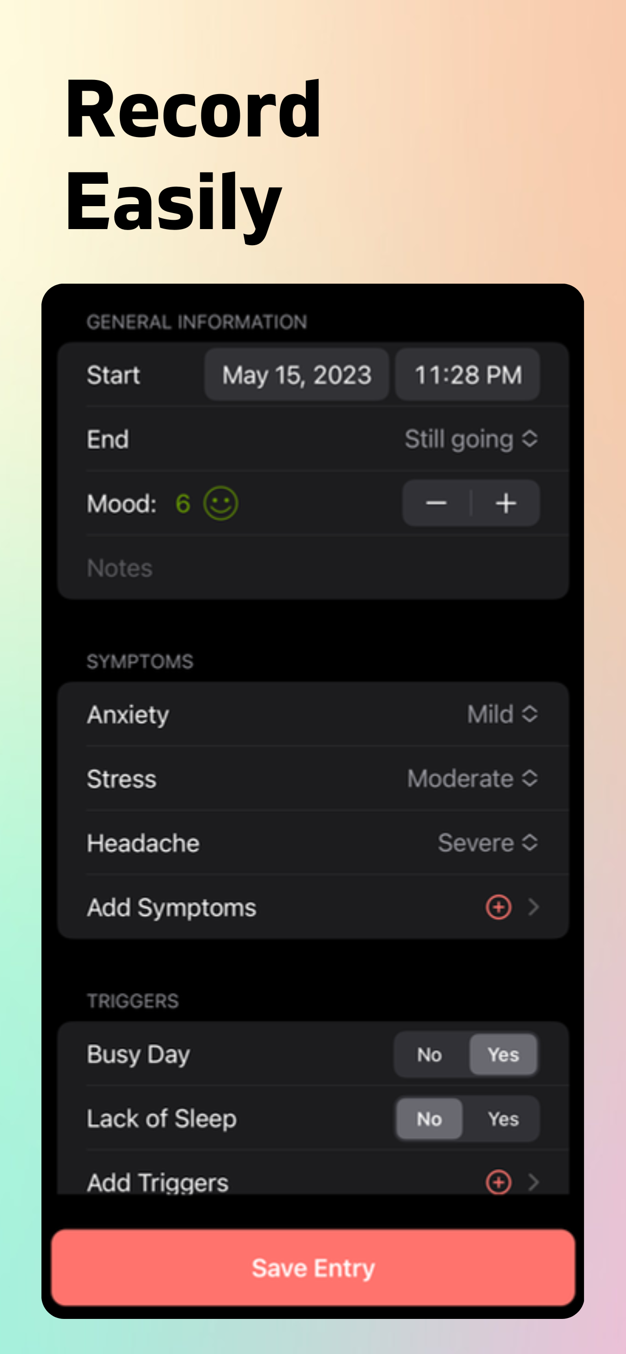Symptom & Mood Tracker screenshot 2
