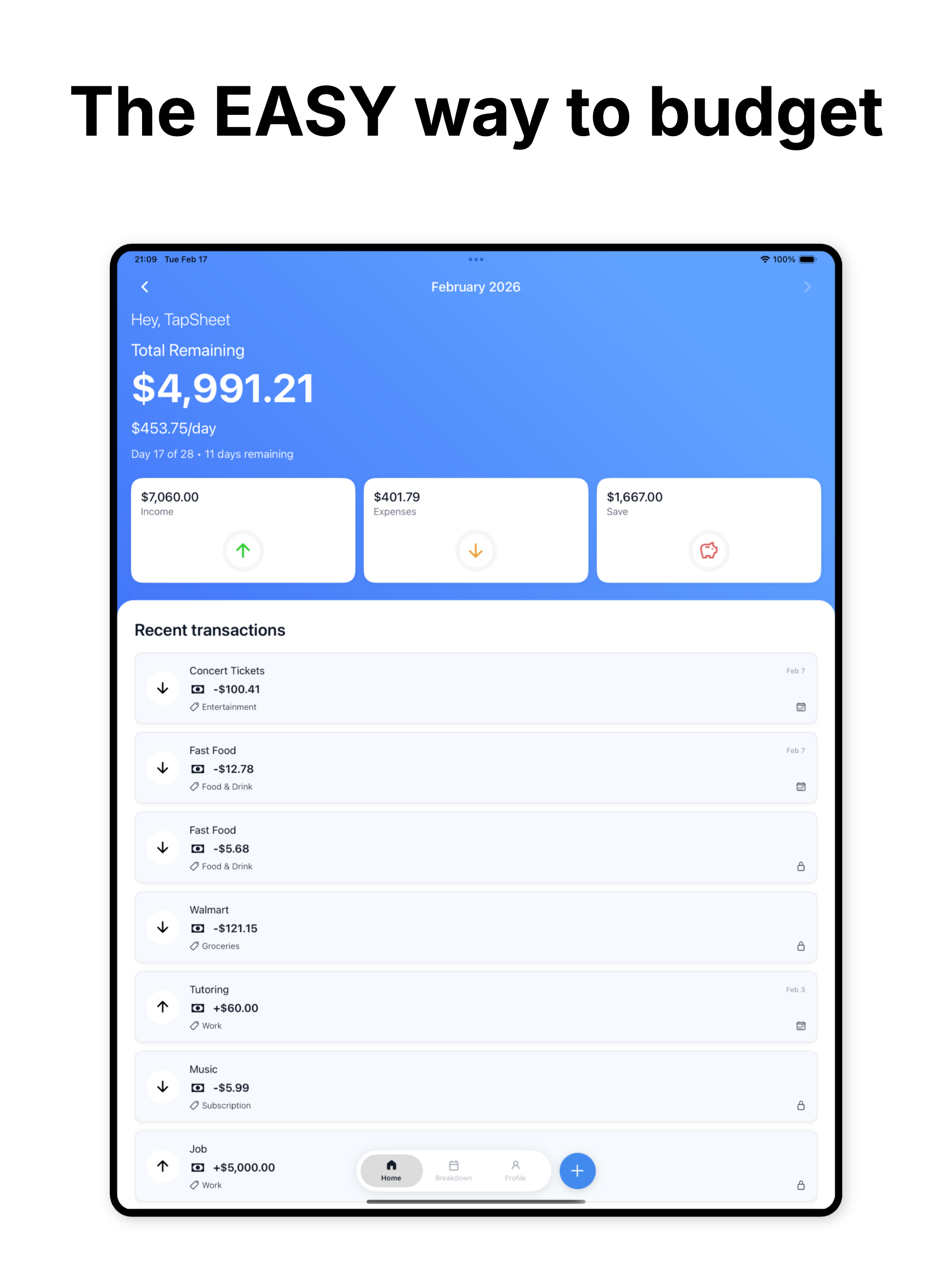 Budget App - TapSheet
