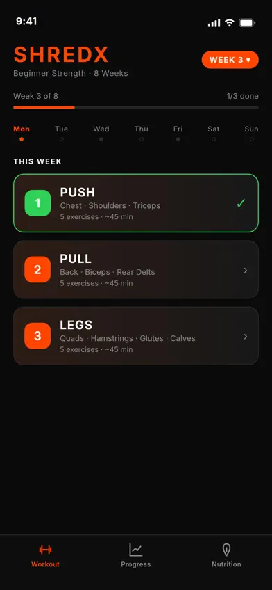 ShredX: Workout & Nutrition screenshot 1