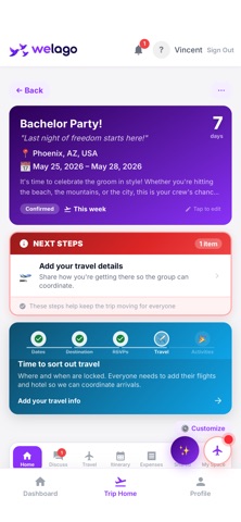 welago: Group Trip Planner iPhone screenshot