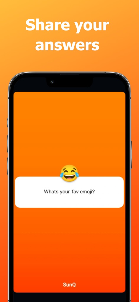 SunQ - social q&a app - This feature allows users to express their thoughts on a specific question, clearly displayed with an emoji and an accessible answer input field.