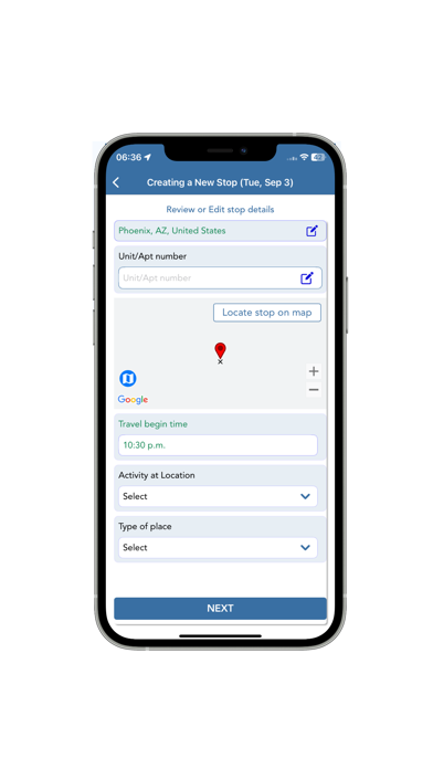 Student Travel Survey Screenshot