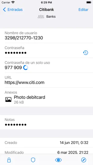 Captura de pantalla de PwSafe 2 - Password Safe en iPhone 3